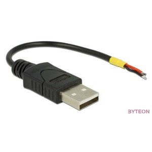 Delock USB 2.0 A - 2db nyitott vezeték M,M tápkábel 0.1m fekete