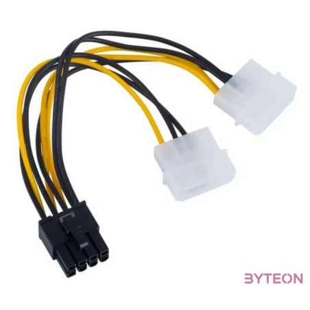 Akyga Molex Power 3pin - Power 8pin PCI-E M,F tápkábel 0.5m