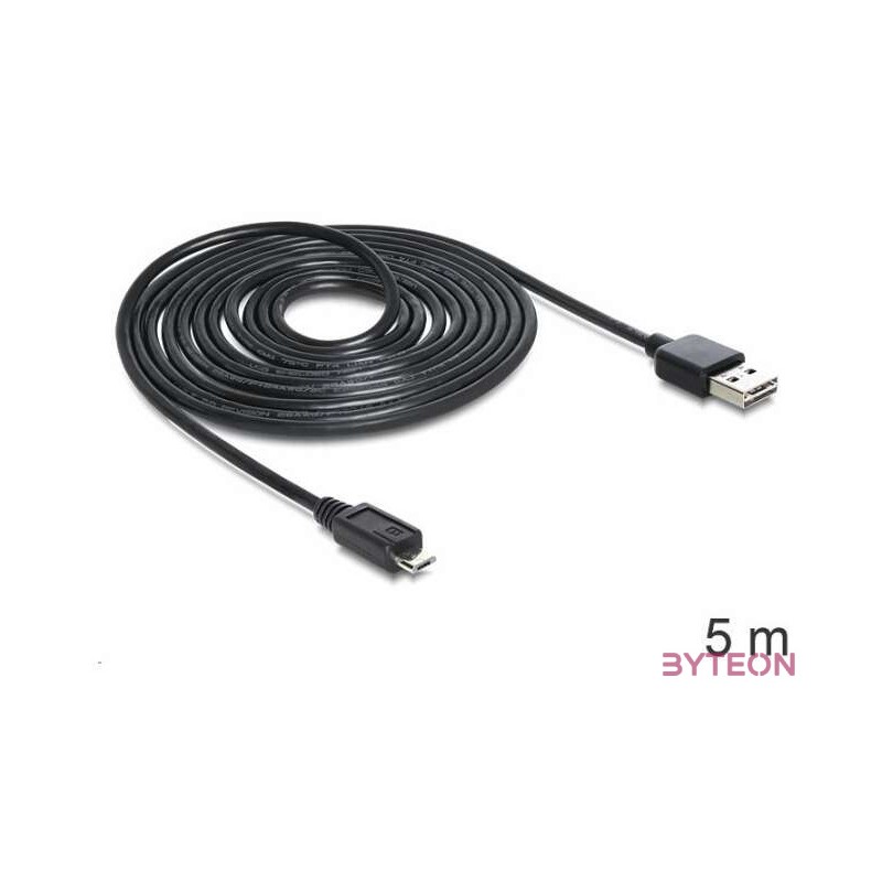 Delock Easy-USB - USB micro B M,M adatkábel 5m fekete