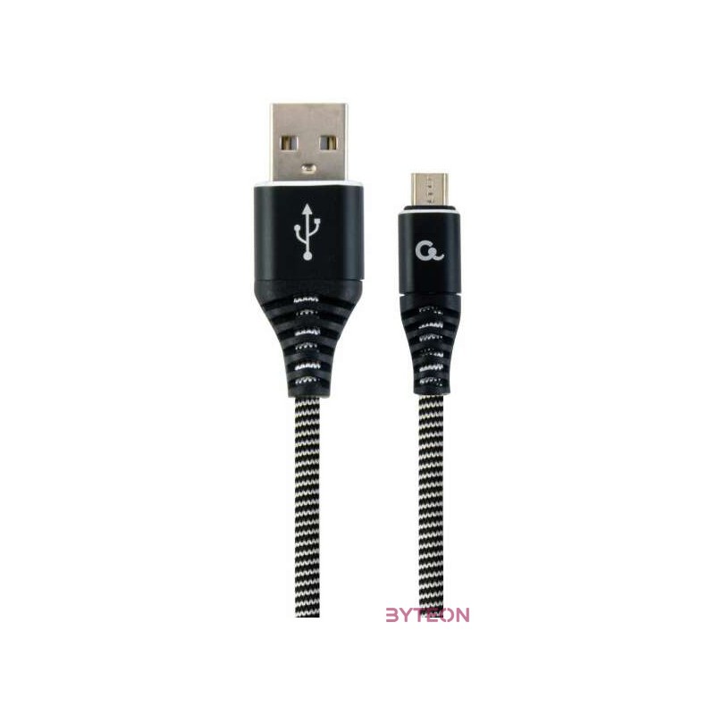 Gembird Premium cotton braided Micro-USB charging and data cable,1m,black,white