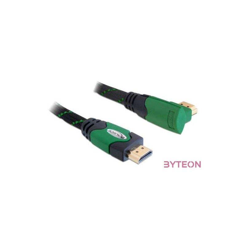 Delock HDMI 1.4 M,M video jelkábel 3m fekete egyenes,90jobb