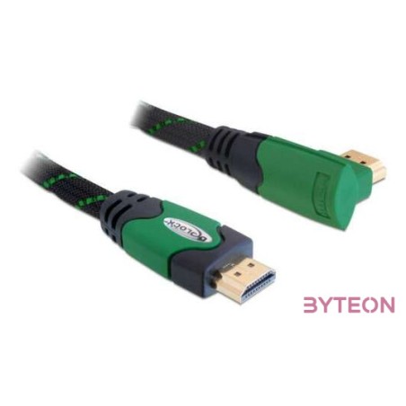 Delock HDMI 1.4 M,M video jelkábel 3m fekete egyenes,90jobb