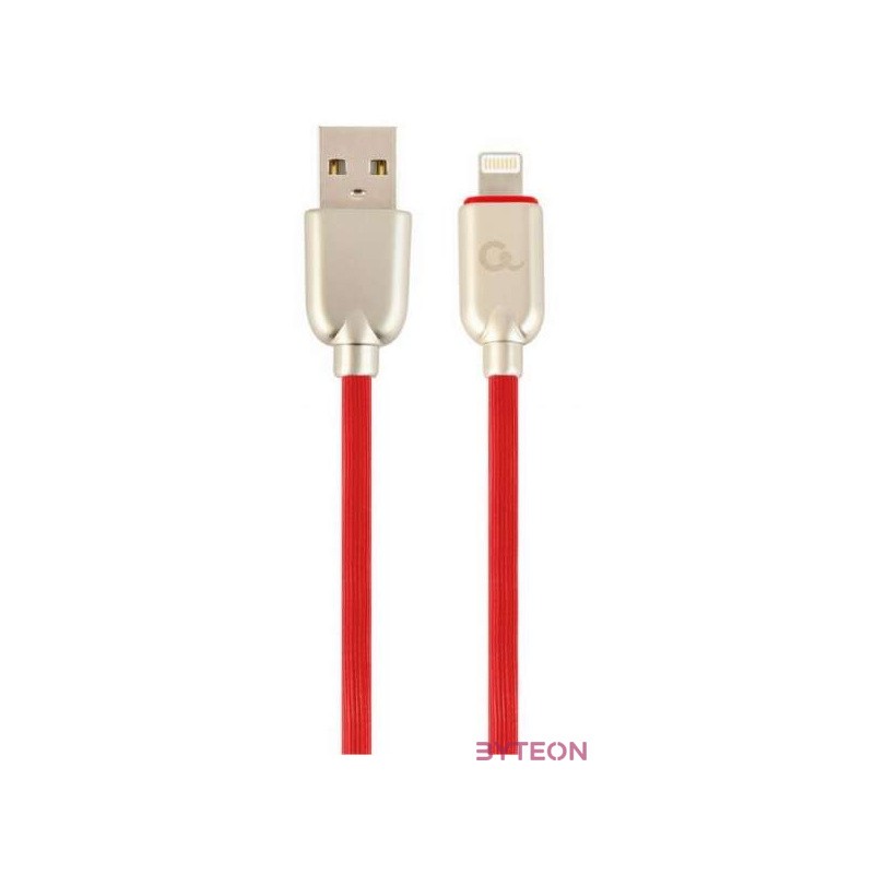 Gembird Premium rubber 8-pin charging and data cable, 2m, red