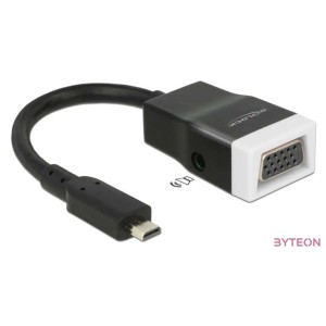 Delock HDMI micro D - VGA Jack stereo 3,5mm M,F adapter 0.15m fekete