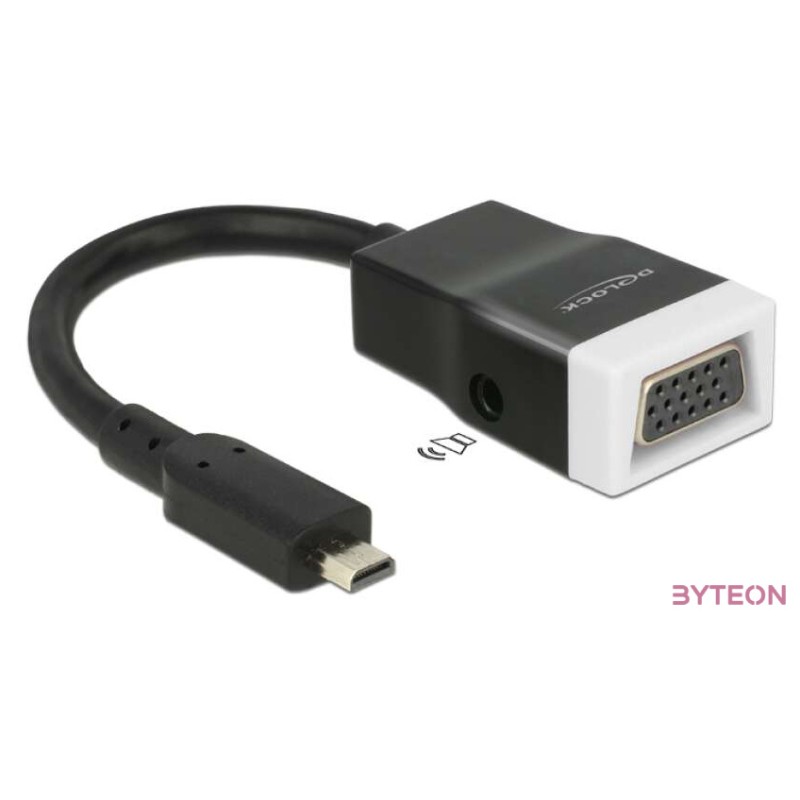 Delock HDMI micro D - VGA Jack stereo 3,5mm M,F adapter 0.15m fekete