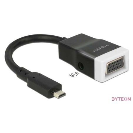 Delock HDMI micro D - VGA Jack stereo 3,5mm M,F adapter 0.15m fekete