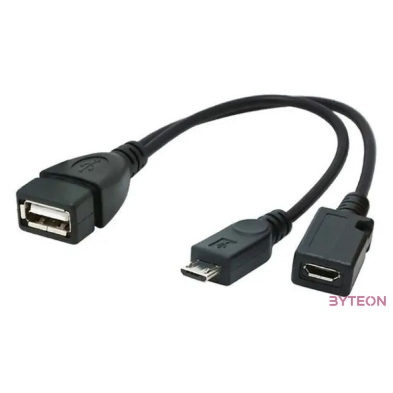 Gembird USB A - USB micro B F,M adatkábel 0.15m OTG fekete