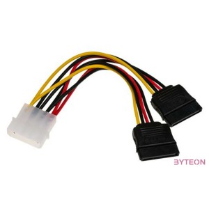 Akyga Molex Power 4pin - 2db SATA Power M,F tápkábel 0.15m