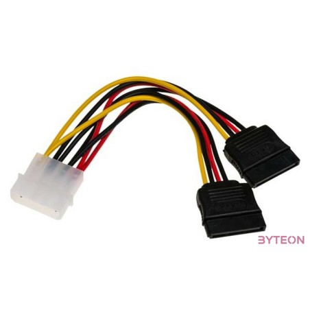Akyga Molex Power 4pin - 2db SATA Power M,F tápkábel 0.15m