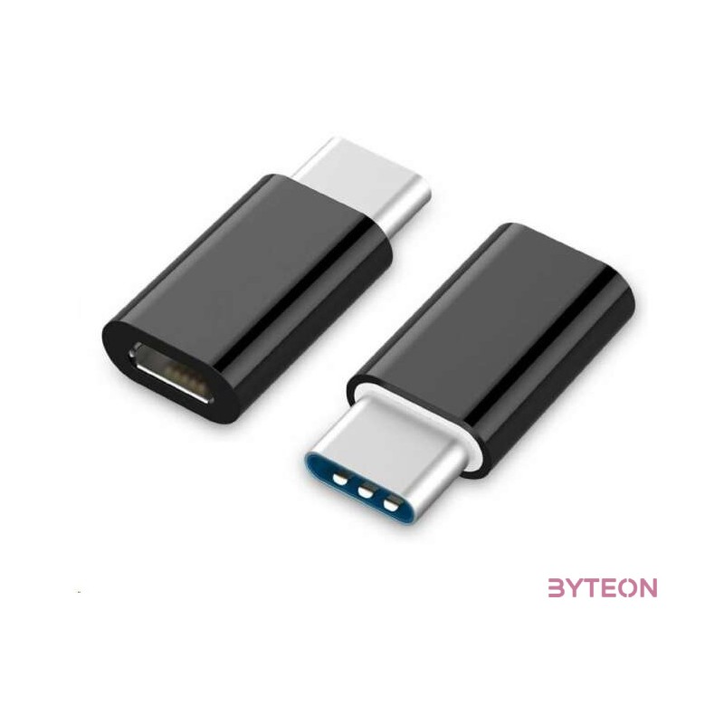 Gembird USB-C - USB 2.0 micro B M,F adapter fekete