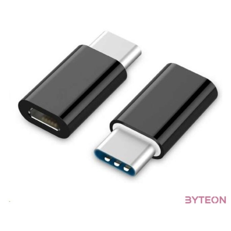 Gembird USB-C - USB 2.0 micro B M,F adapter fekete