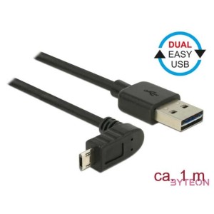Delock Easy-USB - EasyUSB micro-B M,M adatkábel 1m fekete egyenes,90