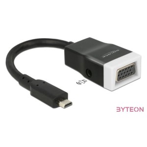 Delock HDMI micro D - VGA Jack stereo 3,5mm M,F adapter 0.15m fekete