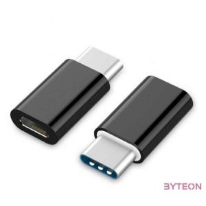 Gembird USB-C - USB 2.0 micro B M,F adapter fekete