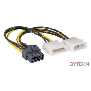 Akyga Molex Power 3pin - Power 8pin PCI-E M,F tápkábel 0.5m