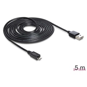 Delock Easy-USB - USB micro B M,M adatkábel 5m fekete