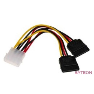 Akyga Molex Power 4pin - 2db SATA Power M,F tápkábel 0.15m