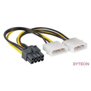 Akyga Molex Power 3pin - Power 8pin PCI-E M,F tápkábel 0.5m