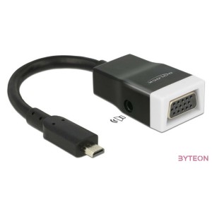 Delock HDMI micro D - VGA Jack stereo 3,5mm M,F adapter 0.15m fekete