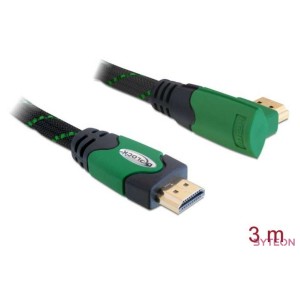 Delock HDMI 1.4 M,M video jelkábel 3m fekete egyenes,90jobb