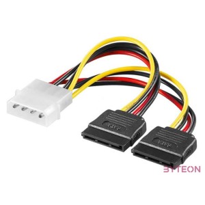 Akyga Molex Power 4pin - 2db SATA Power M,F tápkábel 0.15m