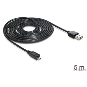 Delock Easy-USB - USB micro B M,M adatkábel 5m fekete