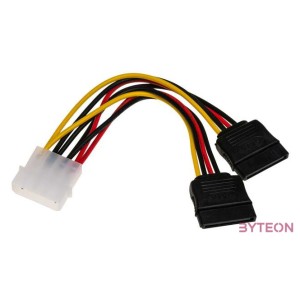 Akyga Molex Power 4pin - 2db SATA Power M,F tápkábel 0.15m