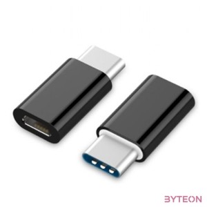 Gembird USB-C - USB 2.0 micro B M,F adapter fekete