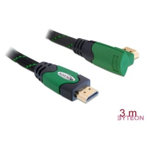 Delock HDMI 1.4 M,M video jelkábel 3m fekete egyenes,90jobb