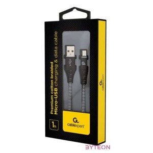 Gembird Premium cotton braided Micro-USB charging and data cable,1m,black,white