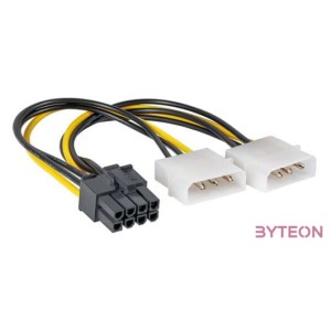 Akyga Molex Power 3pin - Power 8pin PCI-E M,F tápkábel 0.5m