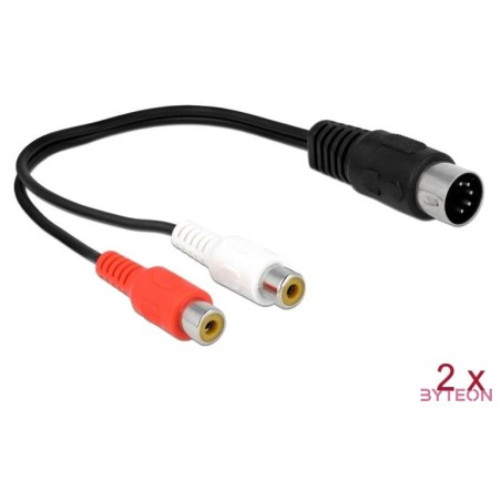 Delock DIN kábel dióda 5 tűs csatlakozó - 2 x RCA anya csatlakozó 20 cm