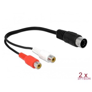 Delock DIN kábel dióda 5 tűs csatlakozó - 2 x RCA anya csatlakozó 20 cm