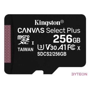 Kingston 256GB microSDXC Canvas Select Plus 100R A1 C10 Card  adapterrel