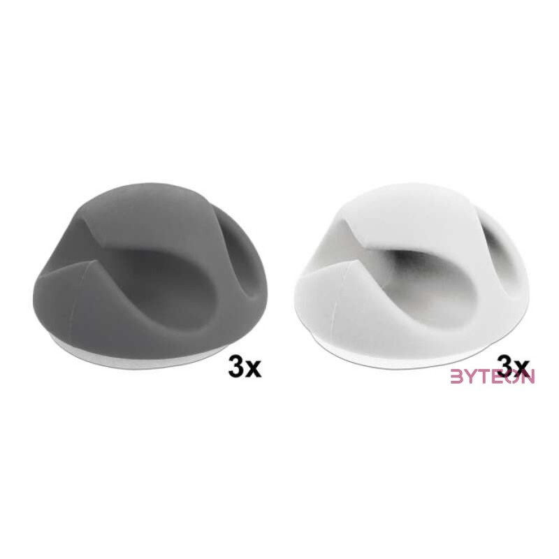 DeLock Cable Holder with 2 feed-throughs Set 6 pieces