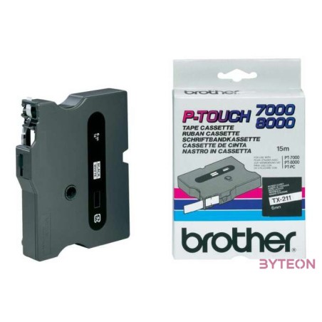 Brother TX-211 Laminált P-touch szalag (6mm) Black on White - 15m