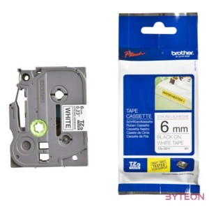 Brother TZE-S211 laminált P-touch szalag (6mm) Black on White - 8m