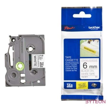 Brother TZE-S211 laminált P-touch szalag (6mm) Black on White - 8m