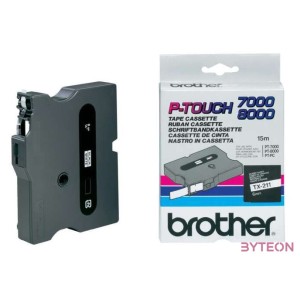 Brother TX-211 Laminált P-touch szalag (6mm) Black on White - 15m