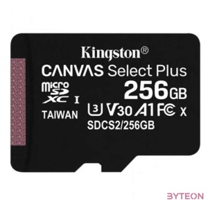 Kingston 256GB microSDXC Canvas Select Plus 100R A1 C10 Card  adapterrel