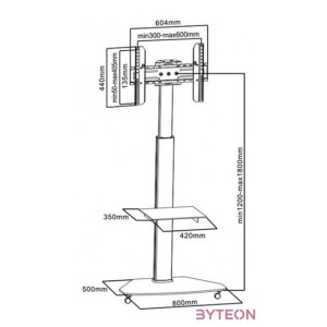 Sbox FS-500 32-70 moduláris görgős padlóállvány TV-hez