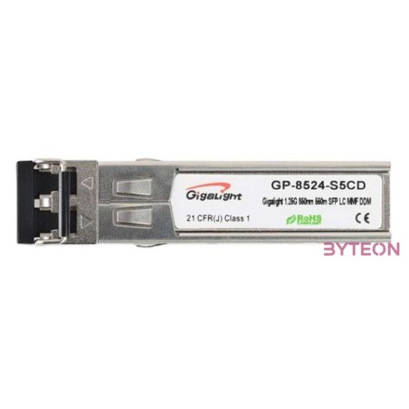 Gigalight SFP modul, 1.25G, 850nm, 550M távolság, 070 hőm. tart., DDM funkció