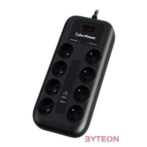CYBERPOWER P0820SUF0-DE (8 aljzat) túlfeszültség védő és USB töltő 2 x 2.4A