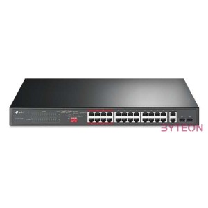 TP-LINK Switch 24x100Mbps (24xPOE)  2x1000Mbps  2xGigabit kombó SFP, TL-SL1226P