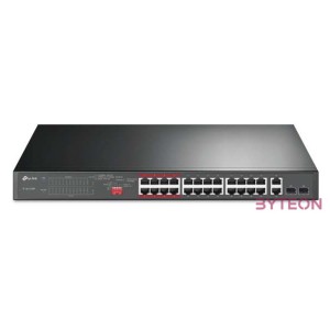 TP-LINK Switch 24x100Mbps (24xPOE)  2x1000Mbps  2xGigabit kombó SFP, TL-SL1226P