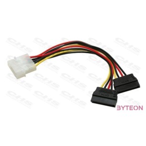 ROLINE kábel SATA táp Y elosztó, Molex to 2xSATA, 20cm