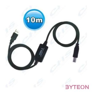 WIRETEK kábel USB Összekötő A-B, 10m, Male,Male Aktív