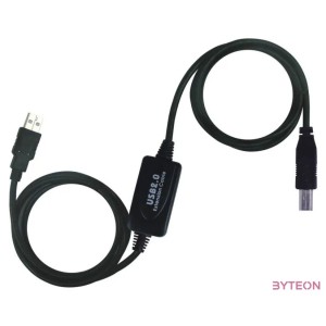 WIRETEK kábel USB Összekötő A-B, 10m, Male,Male Aktív