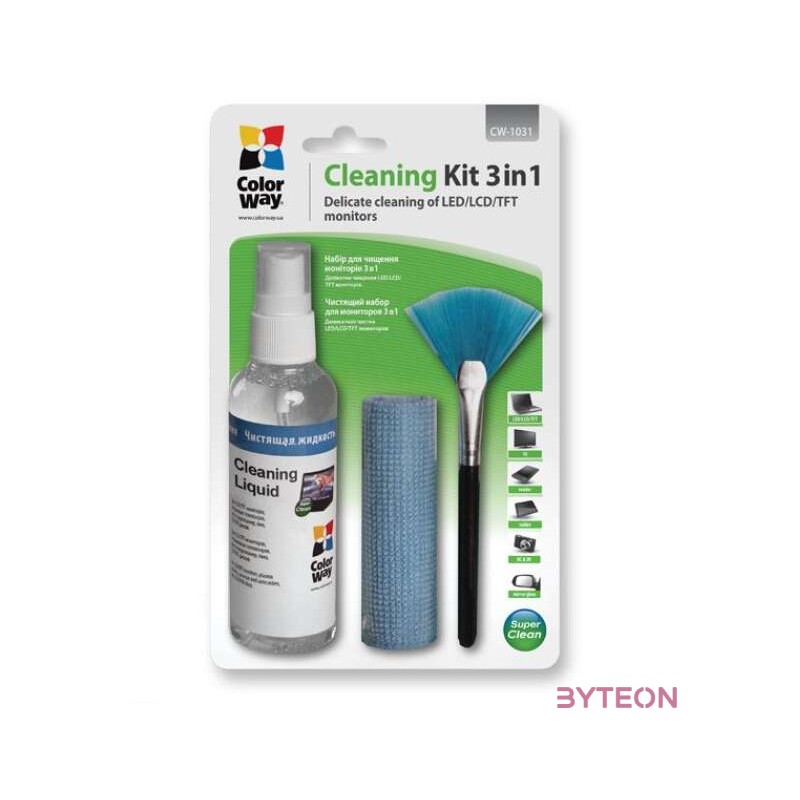 COLORWAY Tisztítószer szett CW-1031, 3 in 1 (cleaning kit 3 in 1 for Screen and Monitor Cleaning)