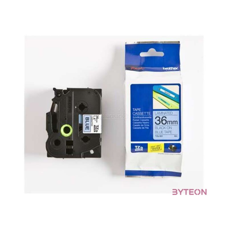 BROTHER szalag TZe-561, Kék alapon Fekete, Laminált, 36mm  1.4, 8 méter